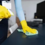 cleaning office desk
